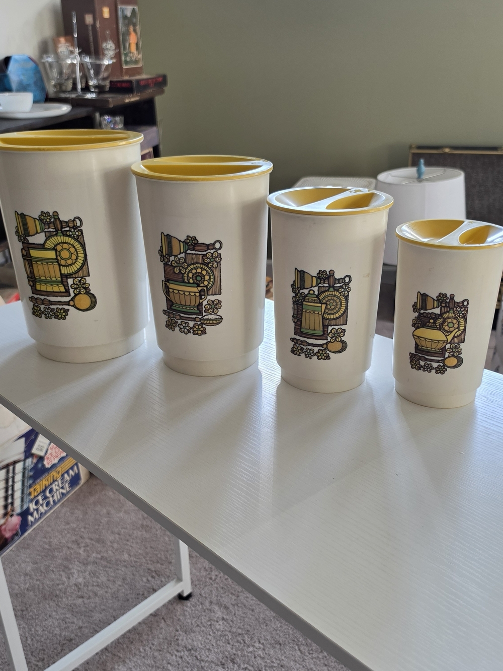 Vintage Yellow Accent Kitchen Canister Set - 4 Piece
